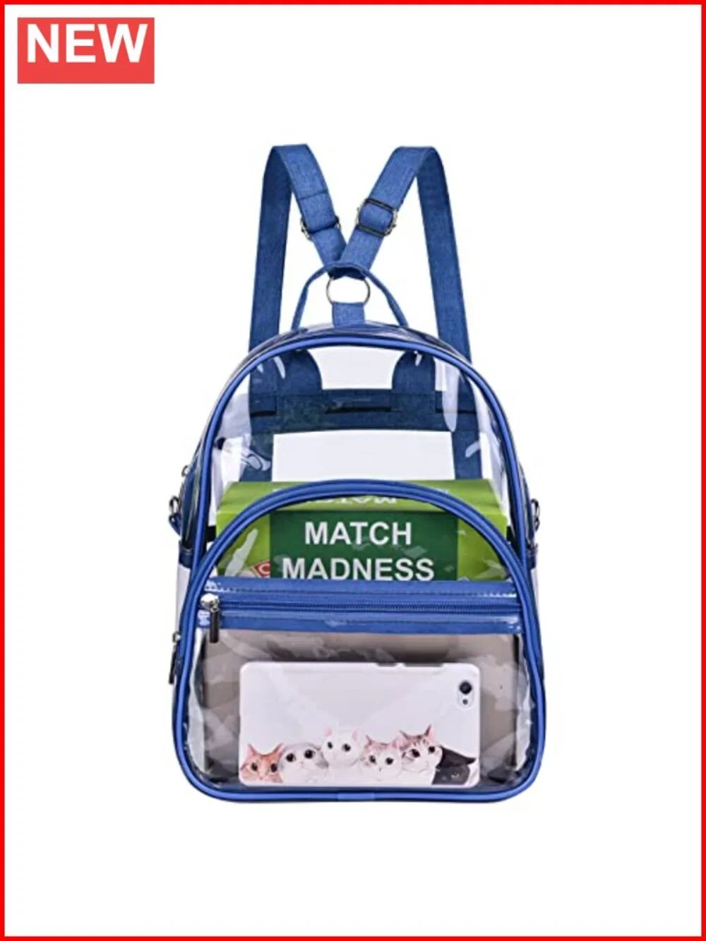 Clear PVC Stadium Approved Small Backpack with Adjustable Strap for Concerts